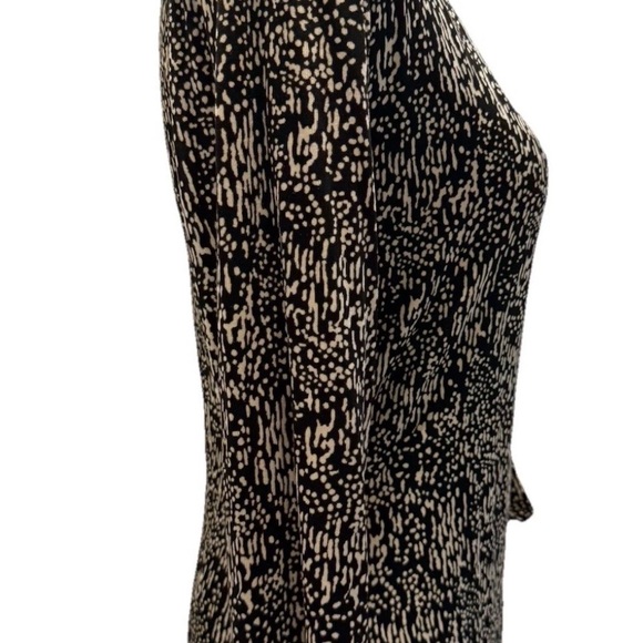 Chico’s Black & Tan Printed Tie Wrap Blouse, 3/4 Sleeves, Chico 1, US Medium - Picture 8 of 12
